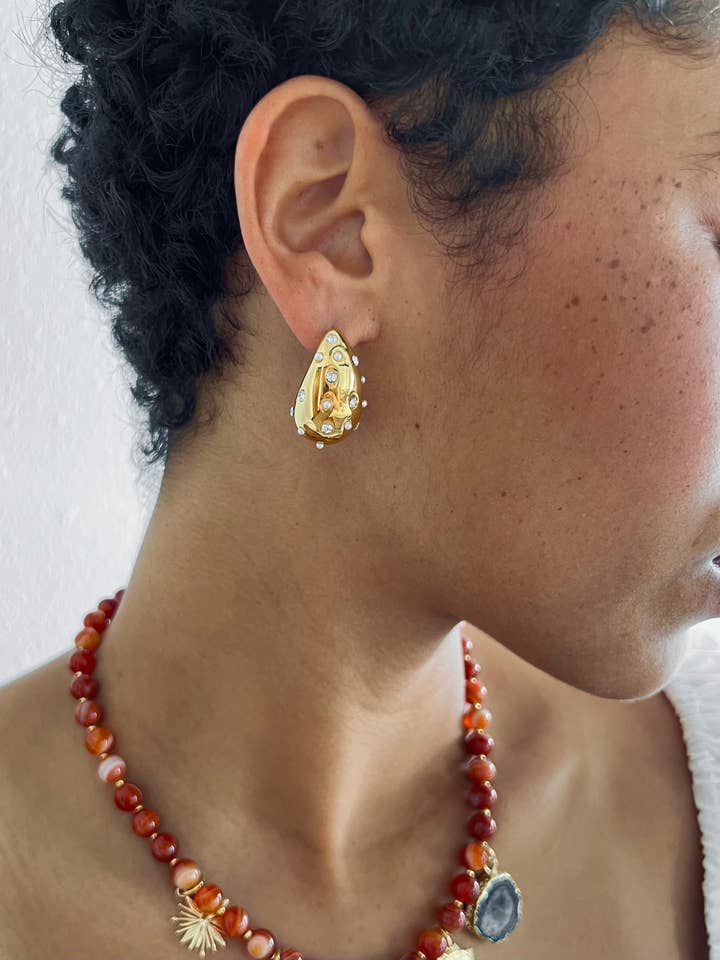 Wallie Water Drop Pearl Crystal Earrings || Choose Color for wholesale by BELJOY