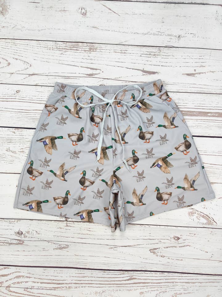sassy kids palace - Wholesale Swim Shorts - Men's - Men Grey Mallard Printed Board Shorts