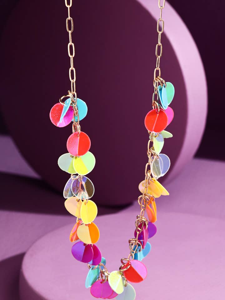 Colorful Sequin Dangle Necklace for wholesale by Urbanista