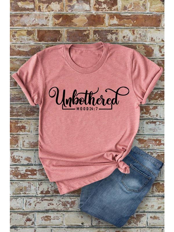 Top Avenue - Wholesale Screen Printed T-Shirt - Women's - Unbothered, Mood 24:7, Unisex Round Neck T-Shirt4