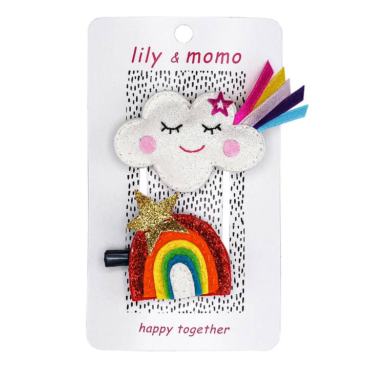Lily and Momo - Wholesale Hair Clip - Kids - Cloud & Rainbow Kids Hair Clips- Rainbow Colors