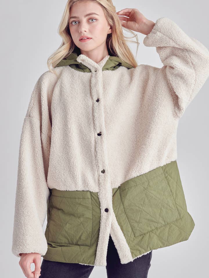 Fleece Button Up Jacket - P80084 for wholesale by Petal Dew