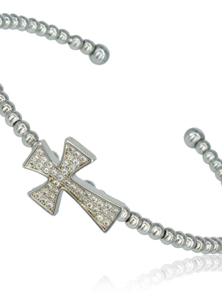 Cross Pave Wire Bead Bracelet for wholesale by Suzie Q USA