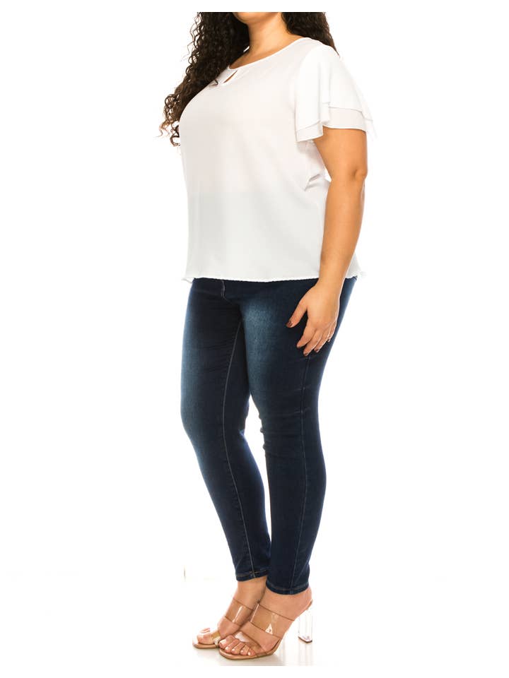 MOA COLLECTION - Wholesale Blouse - Women's - Women's Plus Size Short Sleeve Round Neck Blouse Top25