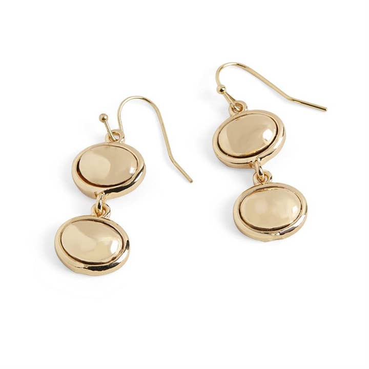 Double Dome Dangle Earrings - Gold for wholesale on Faire