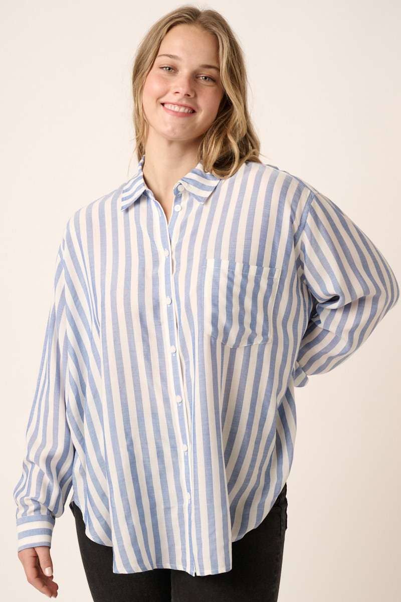 mittoshop – wholesale Buttoned-down shirt – Women's – PLUS STRIPED BUTTON DOWN SHIRT15