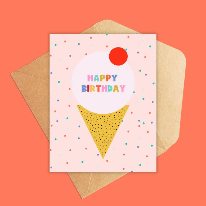 Jolly Rae - Wholesale Birthday card - Ice Cream Cone Happy Birthday Card1