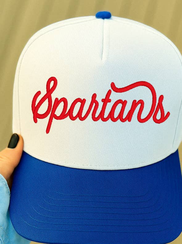 Custom Script Font Canvas Trucker Hat – Embroidered for wholesale by Hillside Threads Wholesale