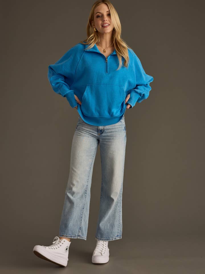 Panache Apparel Co. - Wholesale Sweatshirt - Women's - Blue Quarter Zip Sweatshirt