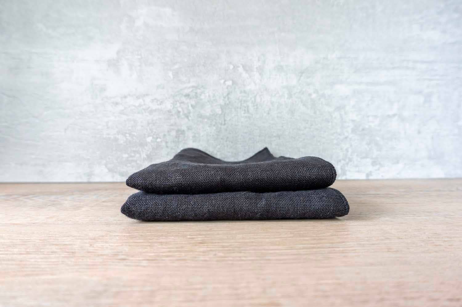 West Coast Handmade - Wholesale Dinner & Cloth Napkin - 100% Linen Black (Black) Cloth Dinner Napkins - Set of 21