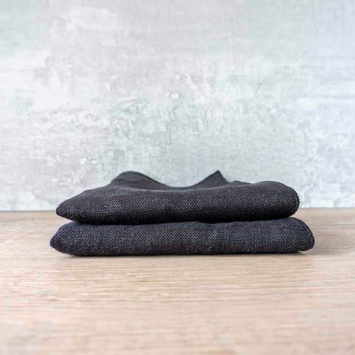 West Coast Handmade - Wholesale Dinner & cloth napkin - 100% Linen Black (Black) Cloth Dinner Napkins - Set of 21