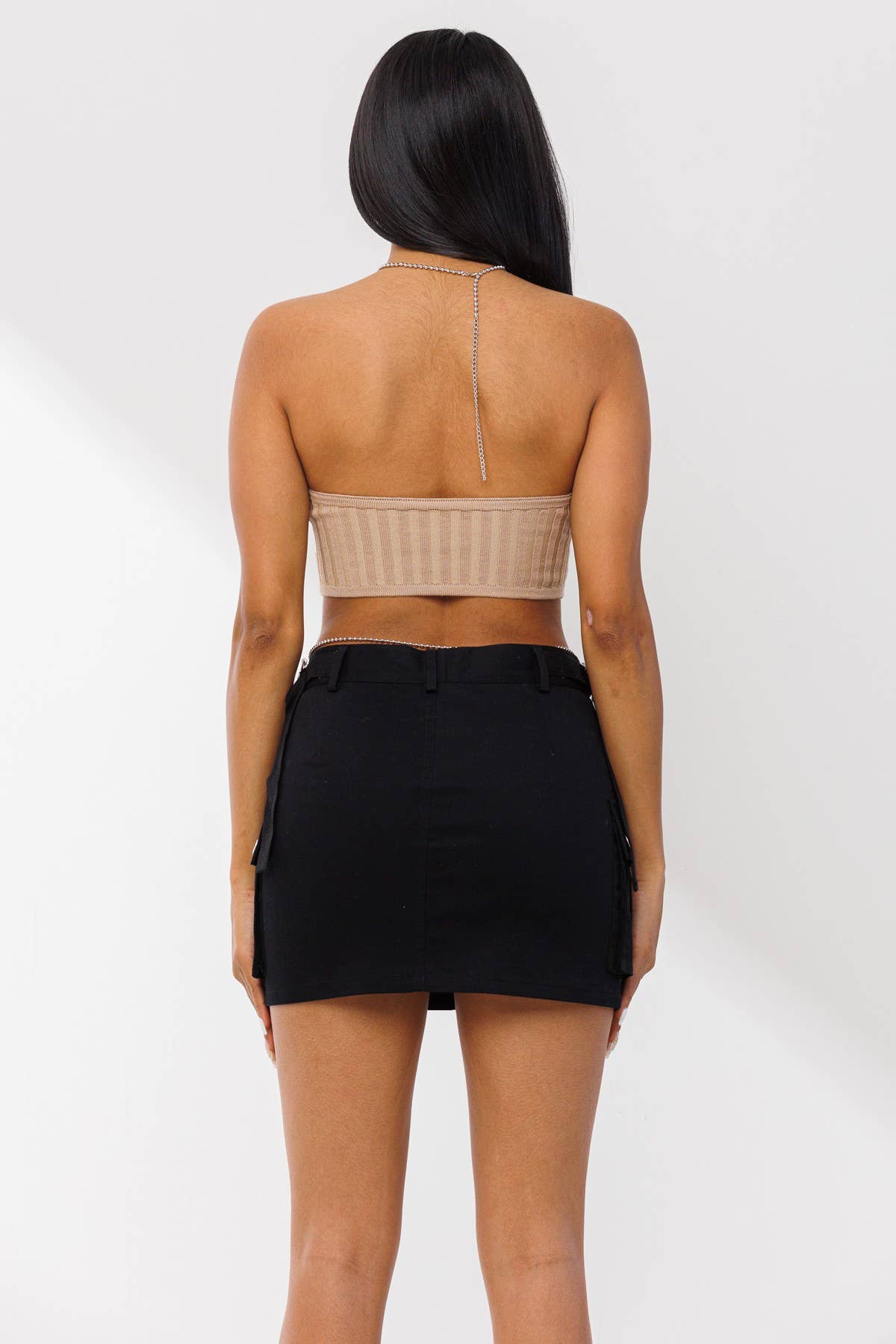 No Vacancy – wholesale Stickad topp - Dam – Halter hals och midja kedja remmar sticka topp ny8