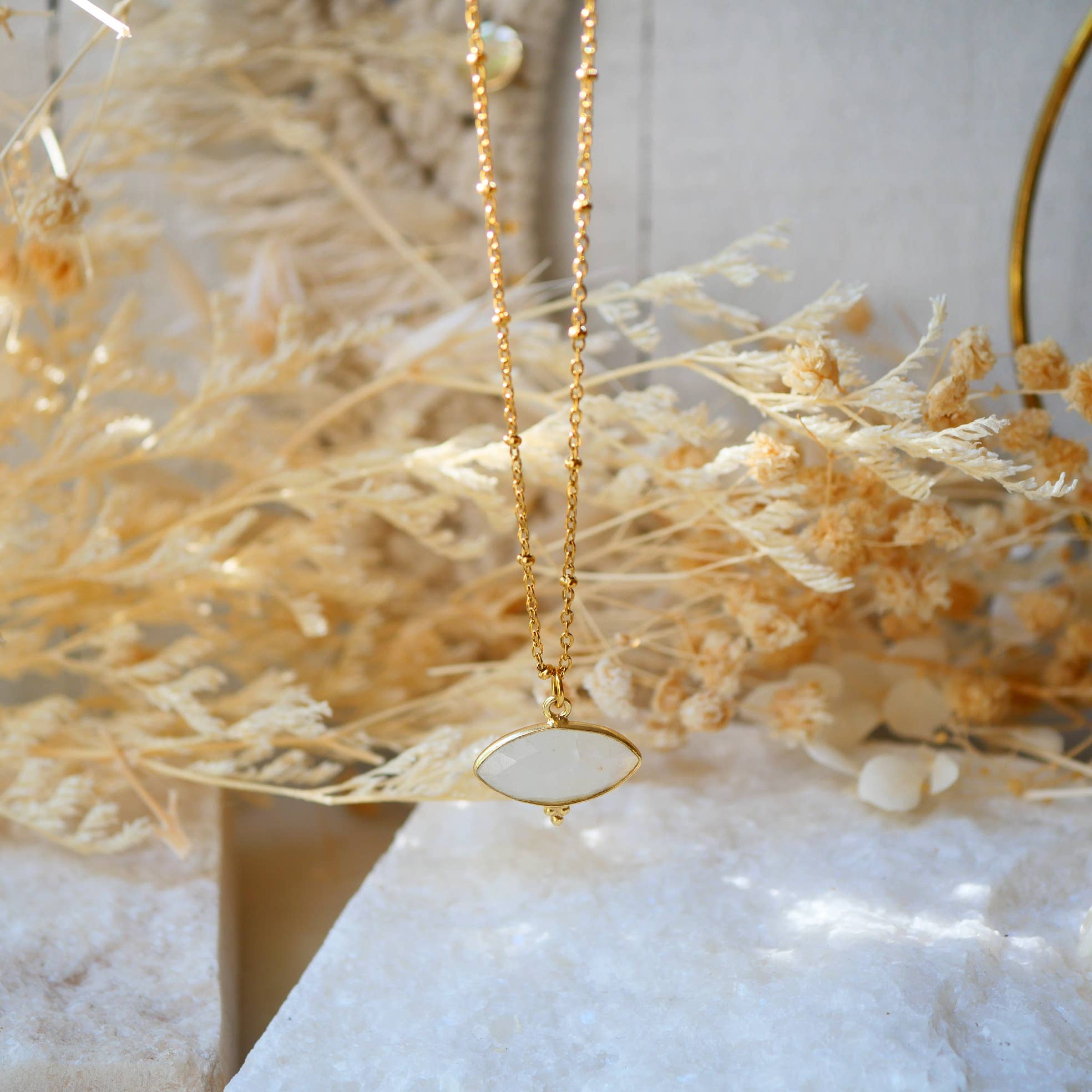 GINANDGER - Wholesale Pendant/Charm Necklace - NECKLACE MAHAKALI EYE LABRADORIT OR MOONSTONE1