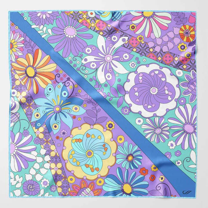 Anita - Silk Bandana - Blue for wholesale by Elizabetta Made in Italy USA
