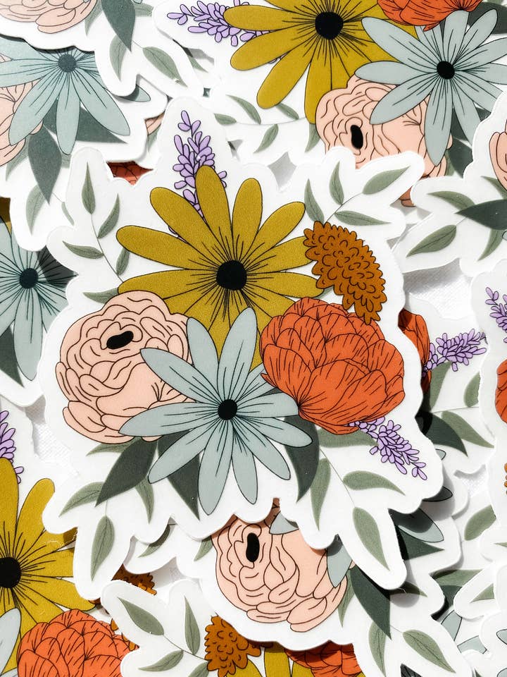 Bloemensticker | Doorzichtige bloemensticker voor wholesale door Detty Designs
