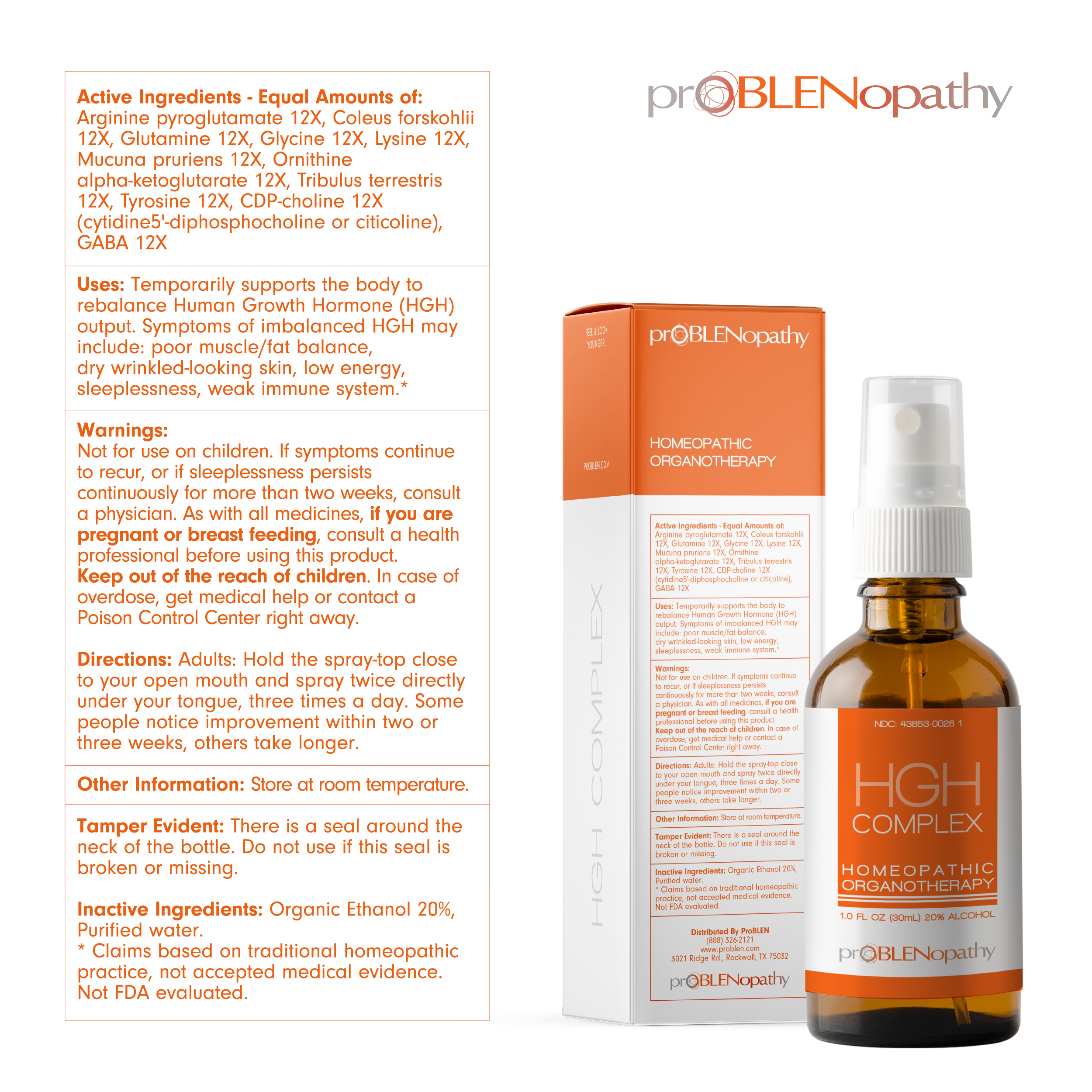 proBLENopathy - Wholesale Oral Supplement/Vitamin - H G H Complex Amino Acid Growth Hormone Support Spray6