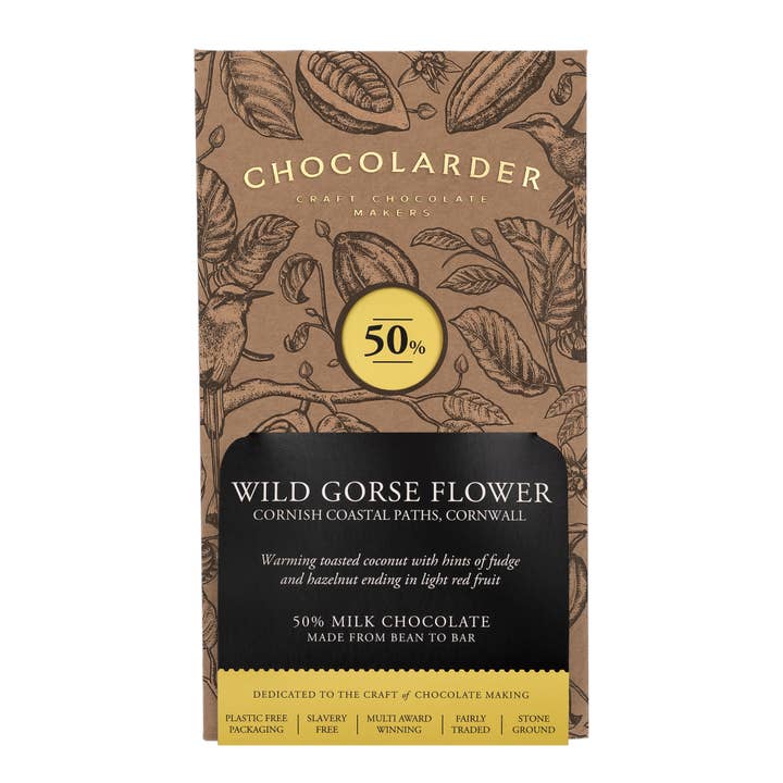 Chocolarder - Wholesale Chocolate Bar - Wild Gorse Flower 50% Milk Chocolate Bar