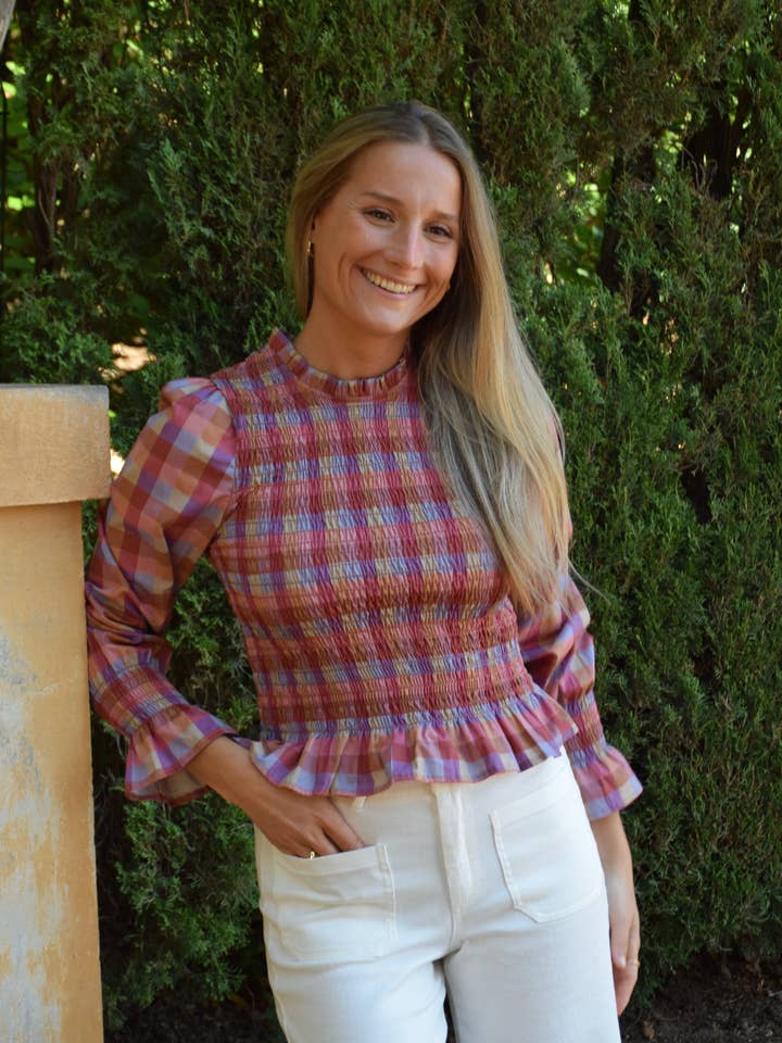 Chía Checkered Magenta Blouse for wholesale by MindTraveler