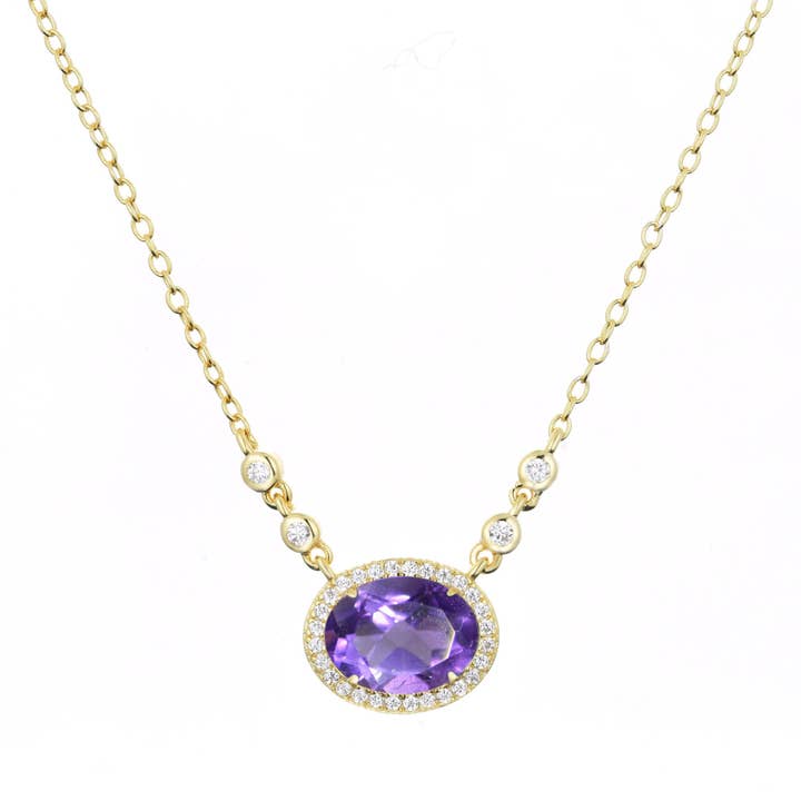 Aura Purple Amethyst Gemstone Necklace for wholesale by Kamaria Jewelry