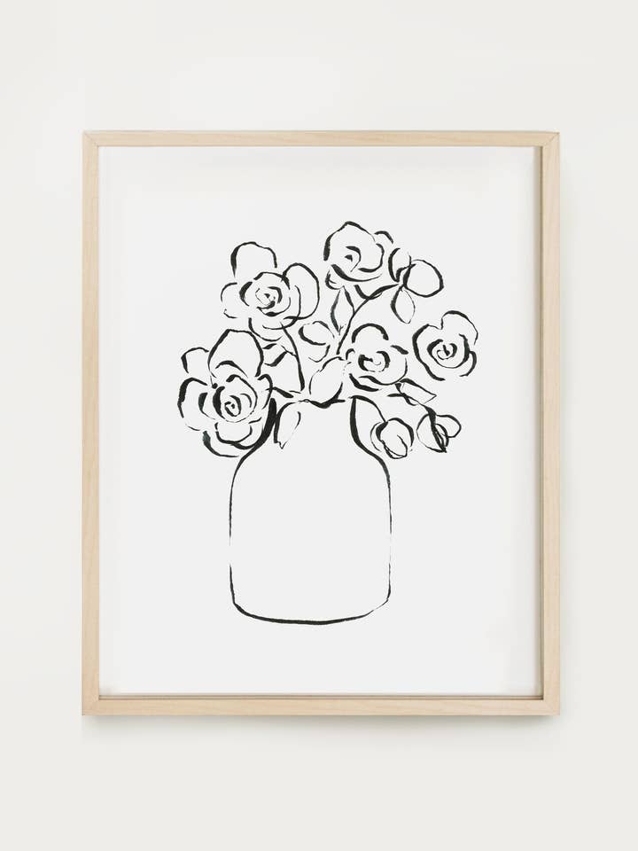 Floral Line Drawings - Roses Print for wholesale by Our Heiday