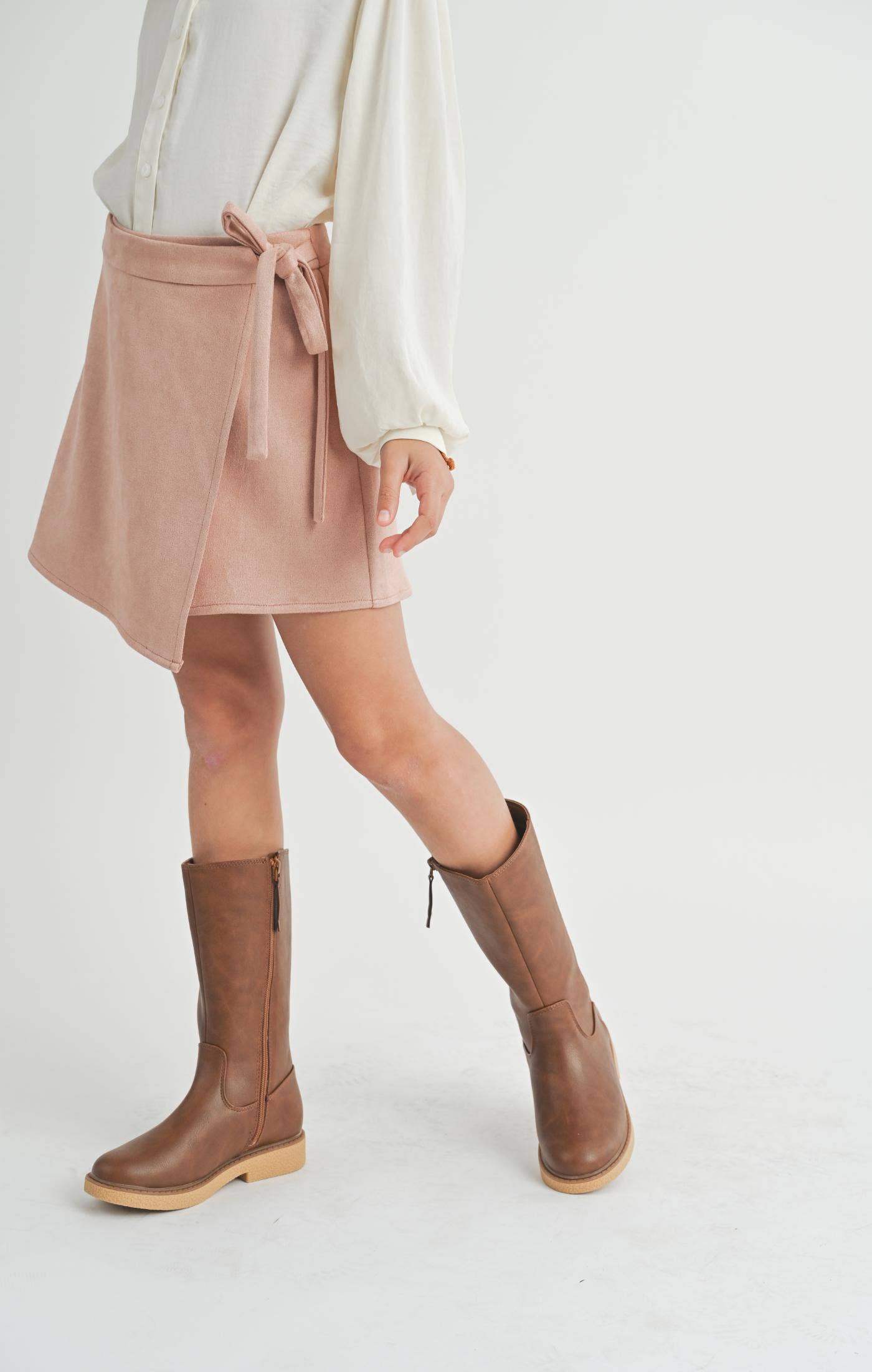 Sadie & Sage – Großhandel Skort – Kind & Baby – Tween Entertainer Kunst-Wildleder-Skort: ROSA PINK3