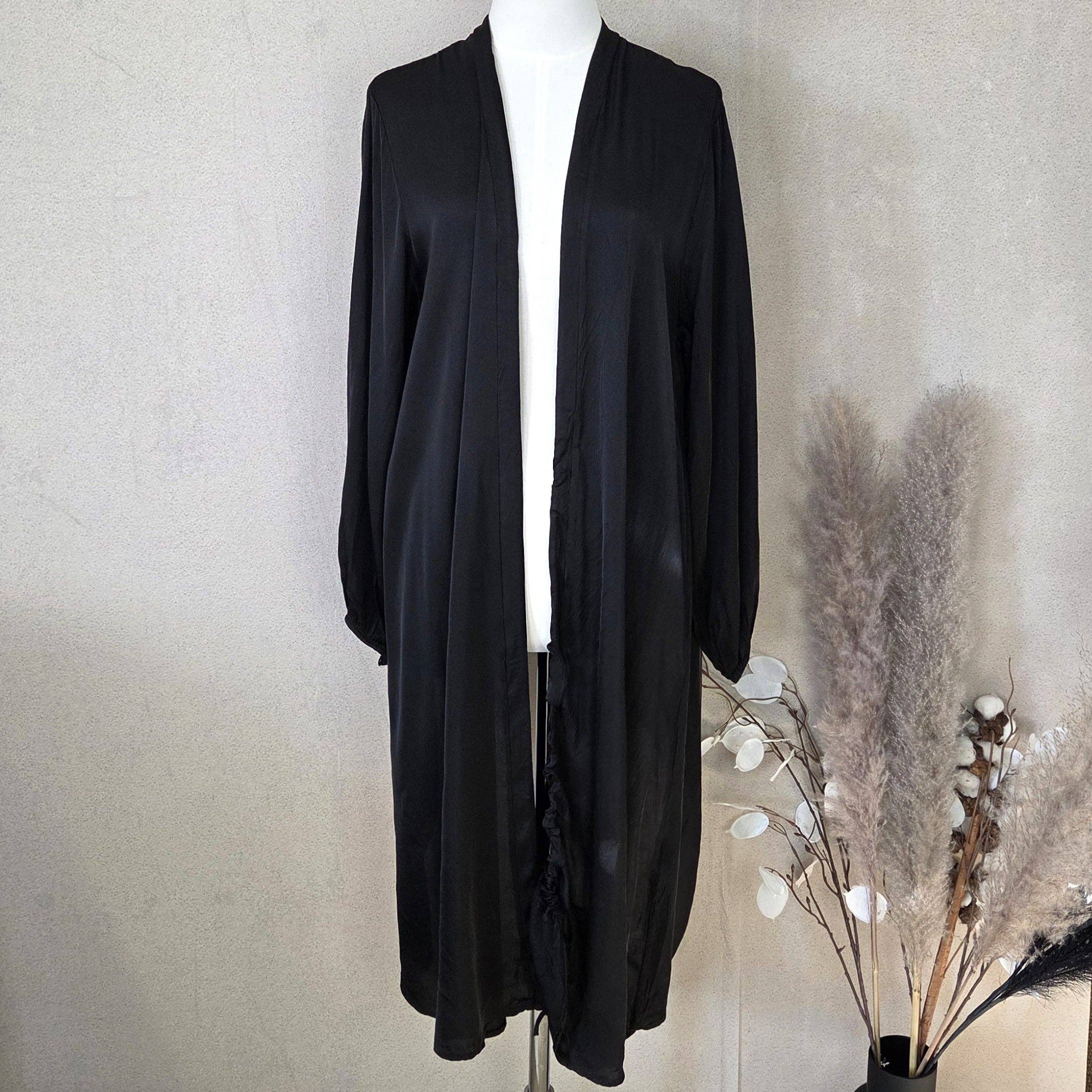 Tempest Designs - Venta al por mayor Kimono - Mujer - Sobrecamisa estilo kimono de mezcla de seda con detalle de cordón en la parte delantera (M)1