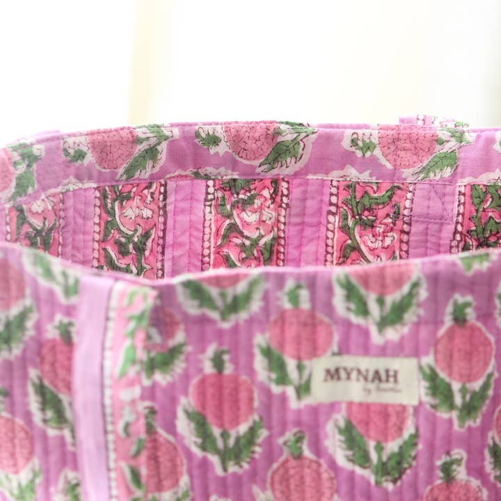 MYNAHbySmitha - Wholesale Tote Bag - Women's - Berry floral print reversible tote bag-Small laptop bag