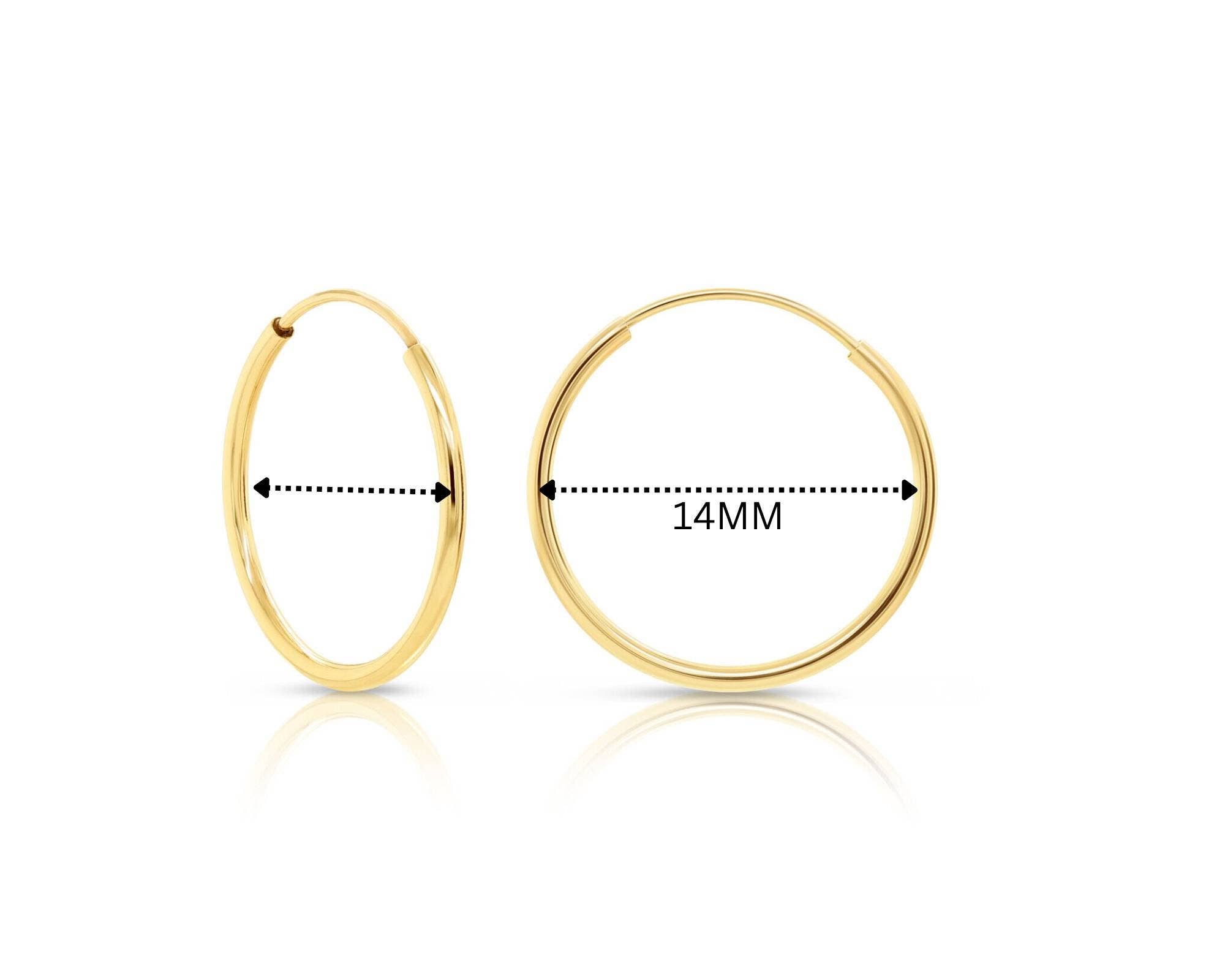 BSD TRADING - Wholesale Hoop Earrings - 14K Solid Yellow Gold Thin Endless Hoop Earrings (10mm-20mm)6