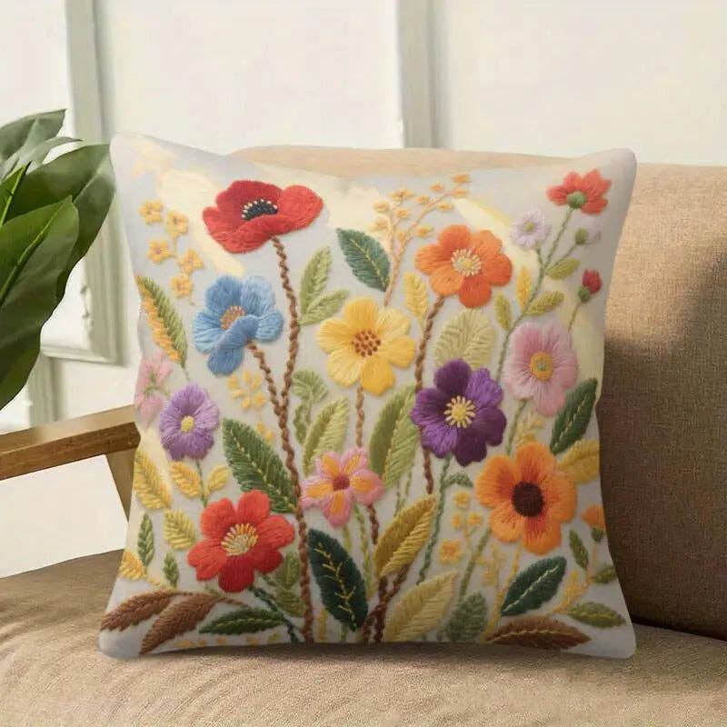 Huis Van Merken - Wholesale Throw Pillow Cover - Embroidered Floral Pillow Covers 45x45cm - Decorative Throw Cushion3