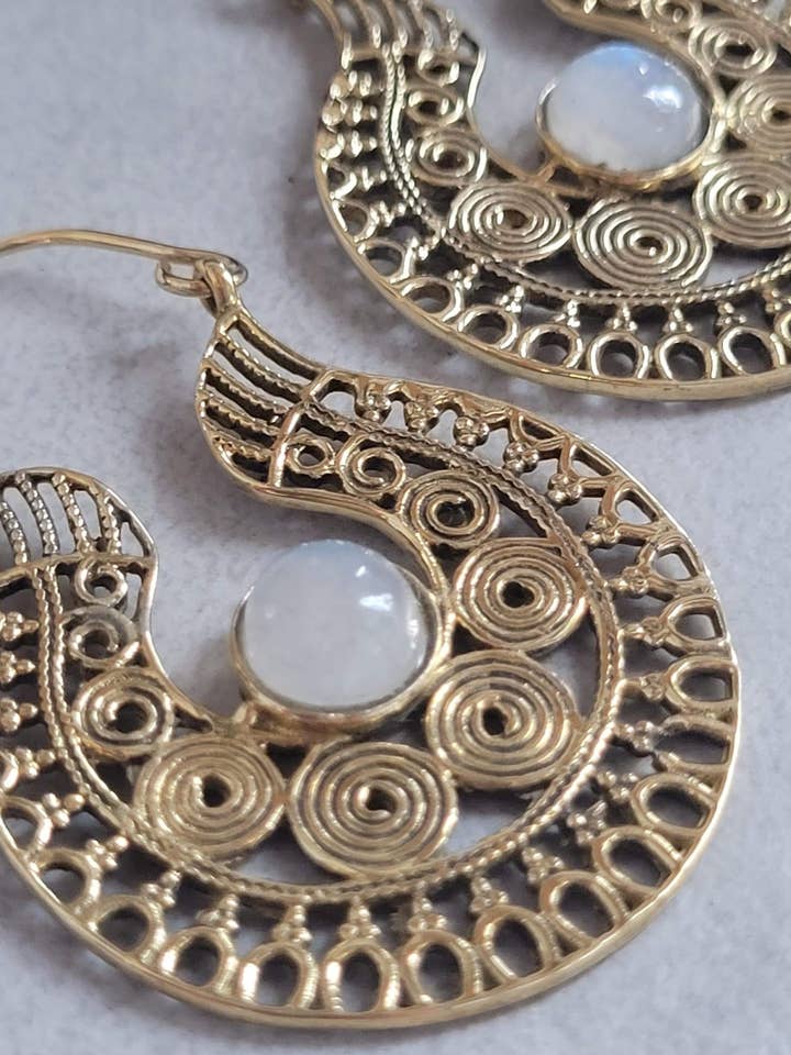 Brass Bohemian Spiral Earrings - Gift for Her for wholesale by Laboheme