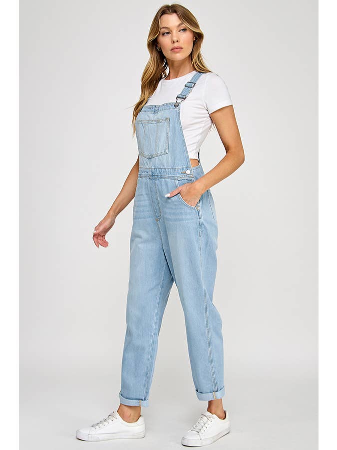 Sneak Peek - Wholesale Overalls - Women's - ♡33% OFF♡ DENIM OVERALL WITH FRONT POCKET AND CUFF DETAIL