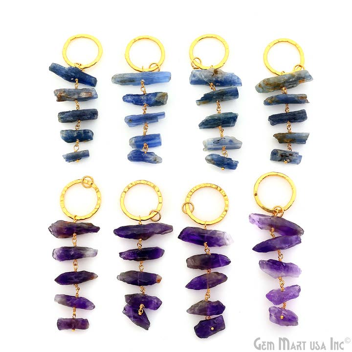 GemMartUSA - Wholesale Pendant/Charm Necklace - Rough Gemstone With Round Gold Finding 67x26mm Dangle