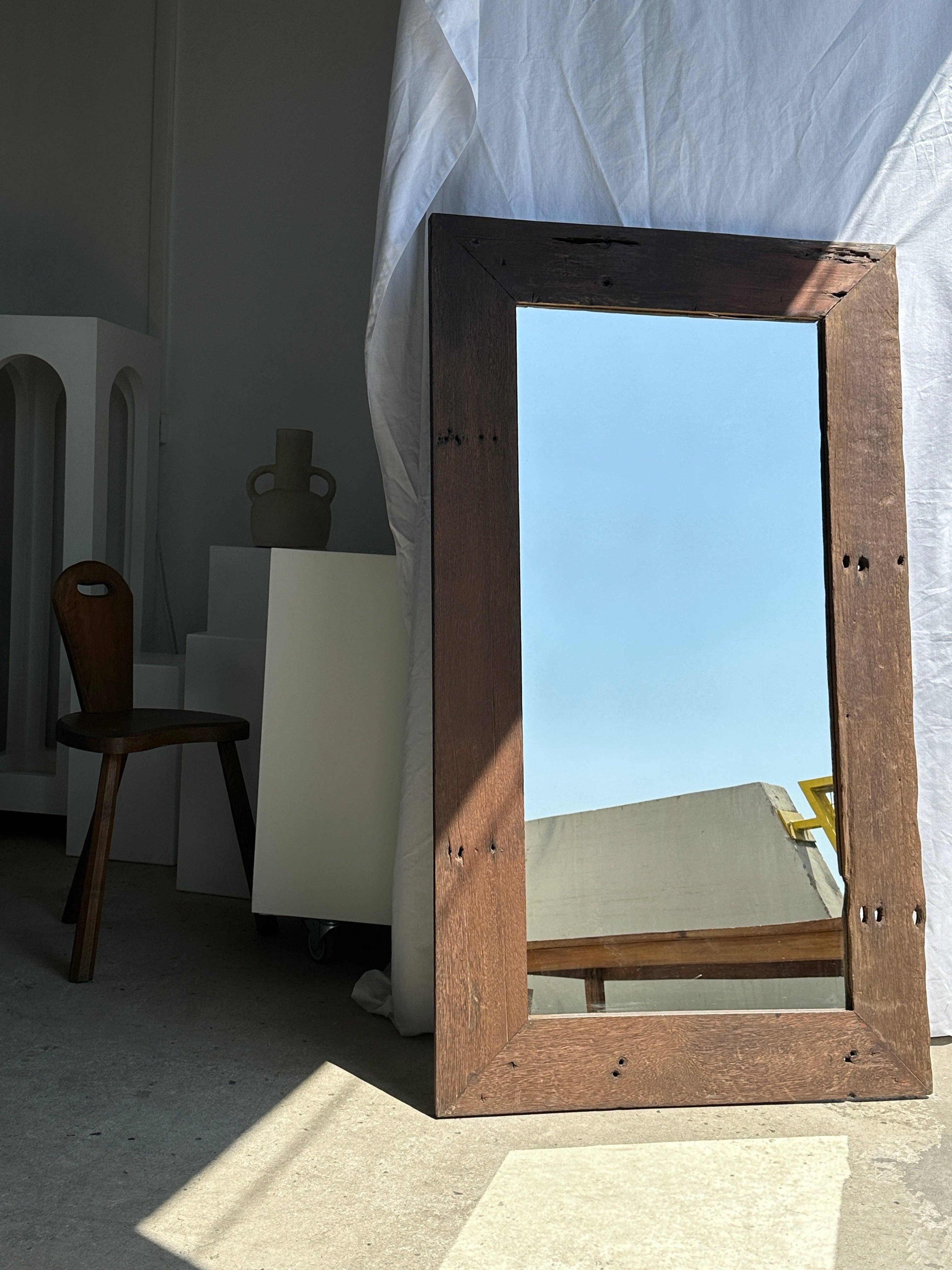 Office Objets - Wholesale Wall Mirror - Mirror with exotic brutalist old iron wood frame H:139cm42