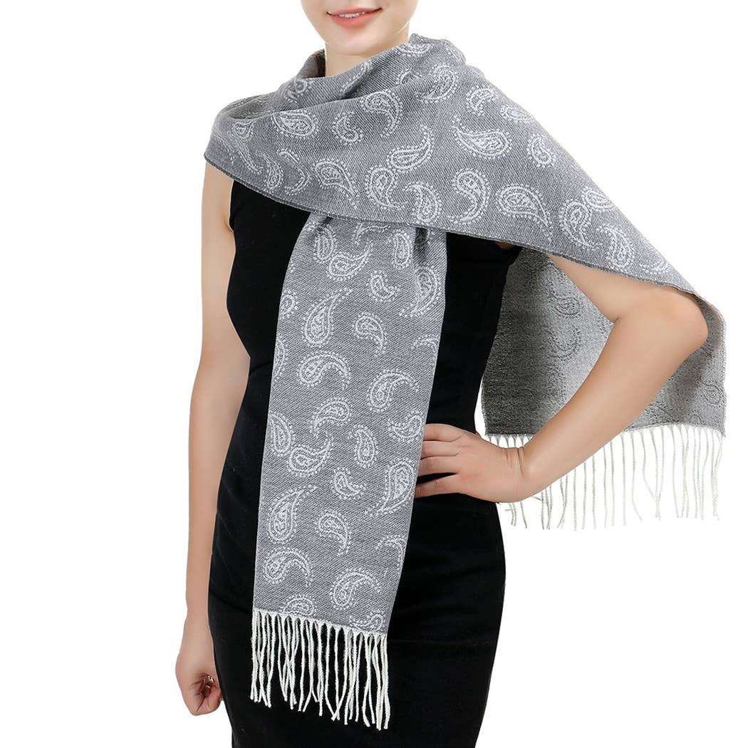 Fashion City - Wholesale Scarf – Women's - Cashmere Feel Soft Scarf with Paisley Design9