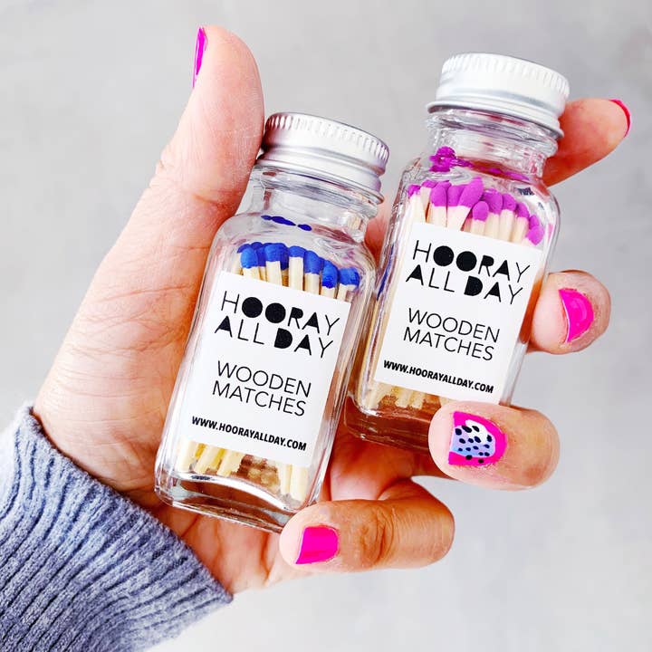 Colorful Wooden Matches In Little Glass Bottle for wholesale by Hooray All Day