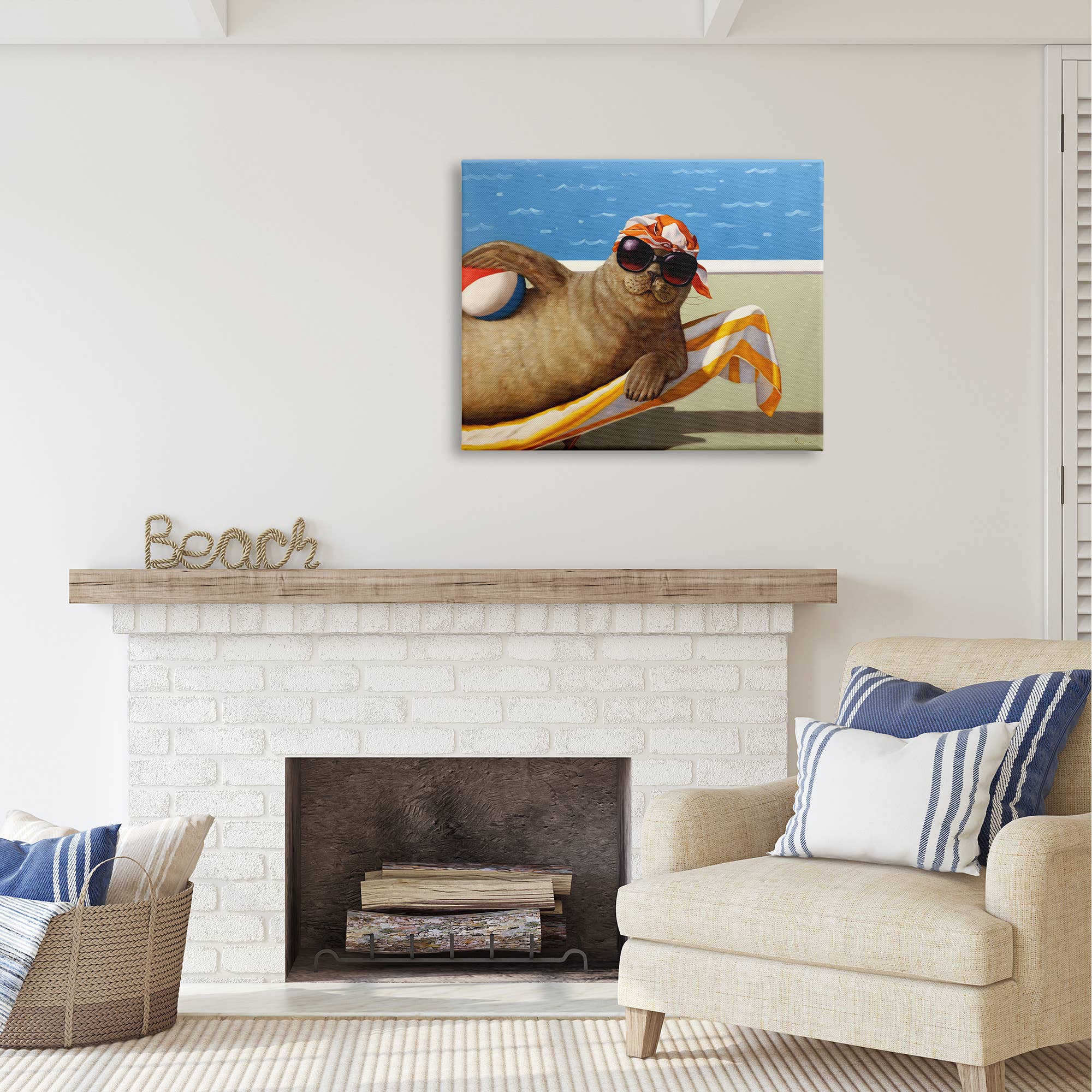 Stupell Industries – wholesale Väggskylt – Säl med strandboll - Oinramad väggkonst9