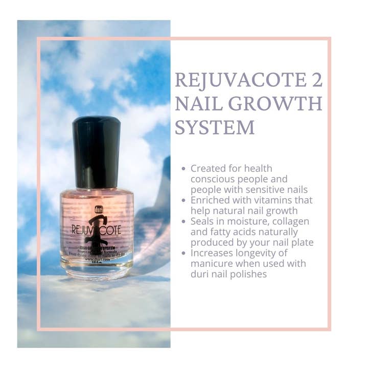Duri Cosmetics - Wholesale Nail Hardener/Strengthener - Rejuvacote 2 Nail Growth System, Super sensitive formula, Base and Top Coat