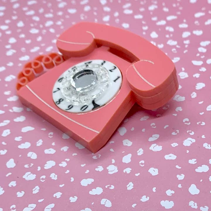 Birdie Bananas - Wholesale Brooch - Retro 1950’s Pink Telephone Brooch