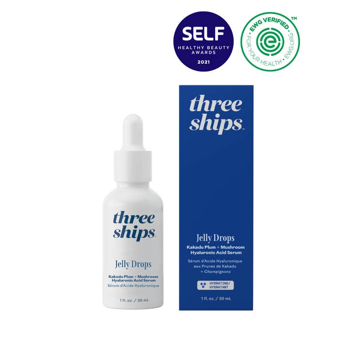 Three Ships (No Duties | Ships from US/CA | USMCA Compliant) - Wholesale Facial Serum/Concentrate - Jelly Drops Kakadu Plum + Mushroom Hyaluronic Acid Serum