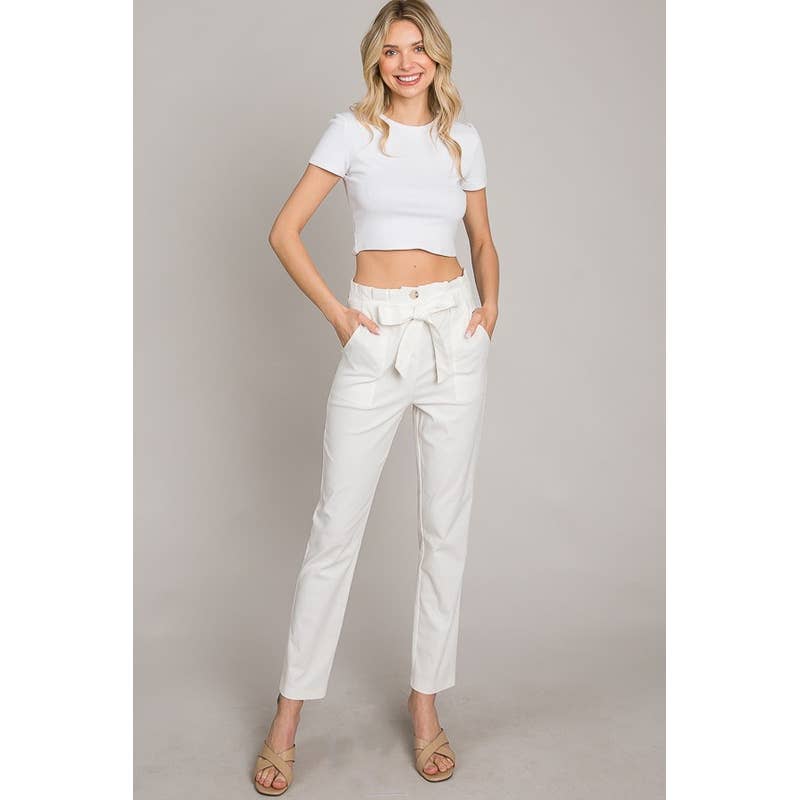 Lemon Tree - Wholesale Pants - Women's - Paper Bag Waist Front Tied Pants2
