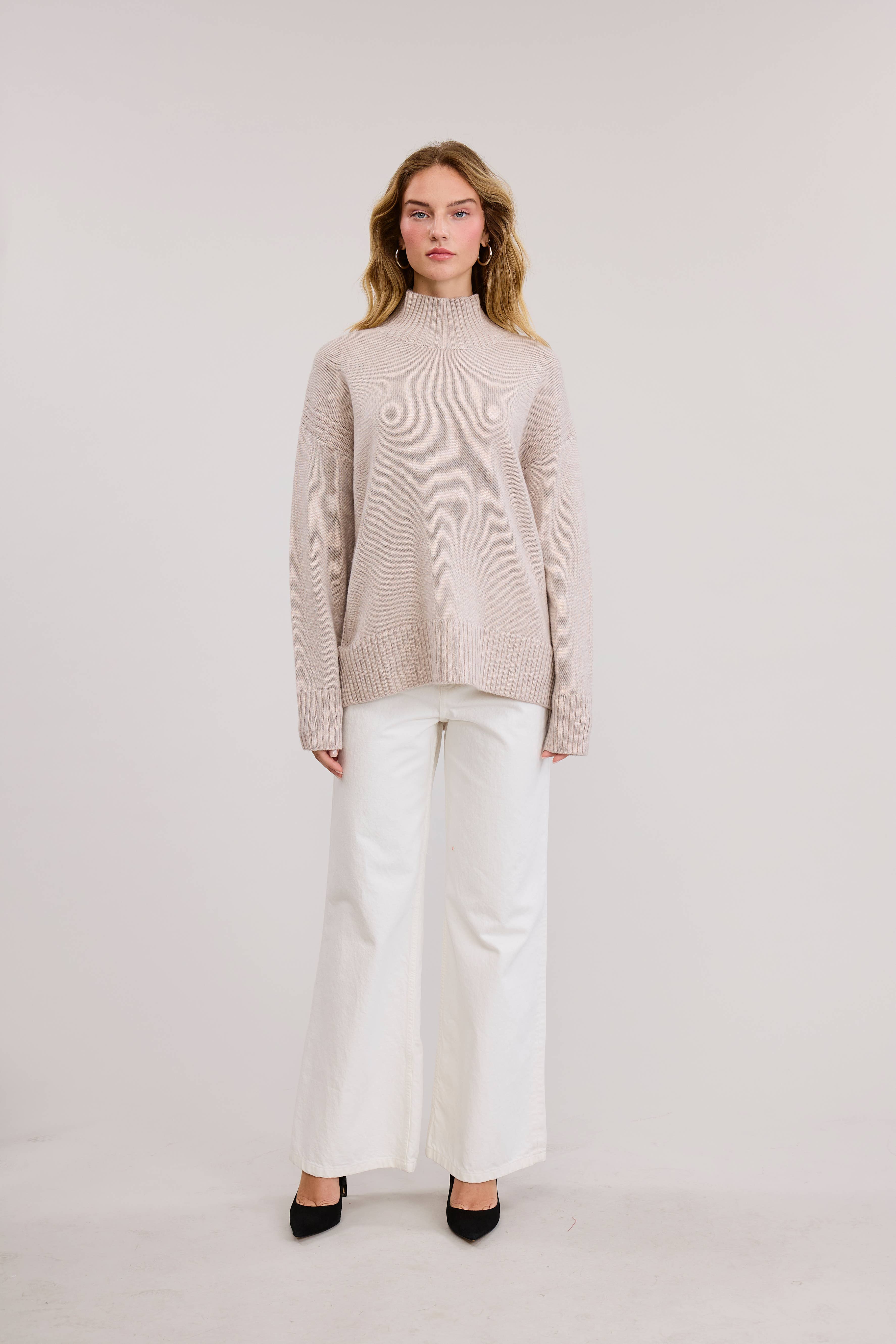 FLAT WHITE - Wholesale Knit Sweater - Women's - Caserta Cashmere Sweater Pullover  3