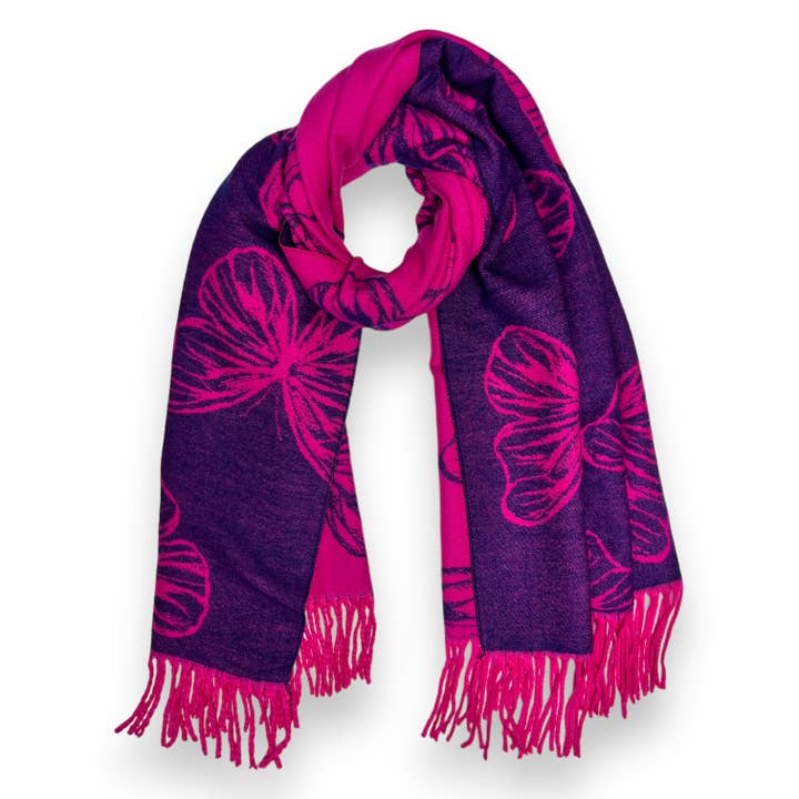 London Scarves – Engroshandel Tørklæde - Dame – Butterfly print på cashmere blend vendbart tørklæde6