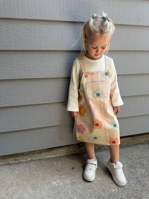 At Noon - Wholesale Overalls - Kids - [At Noon Original Design] Toddler Kangaroo Pocket Printed Denim Skirtall (6m-8y)- 2Colors2