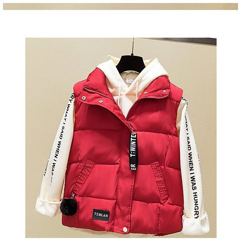 Plush Looks - Vente Veste sans manches – femme - Gilet court en coton à col montant3