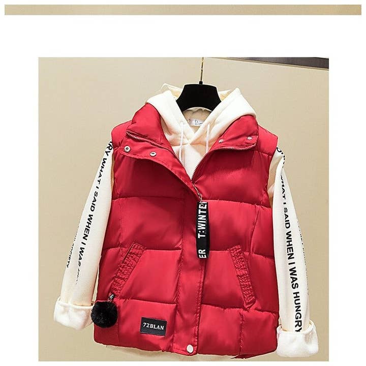 Plush Looks - Vente Veste sans manches – femme - Gilet court en coton à col montant3