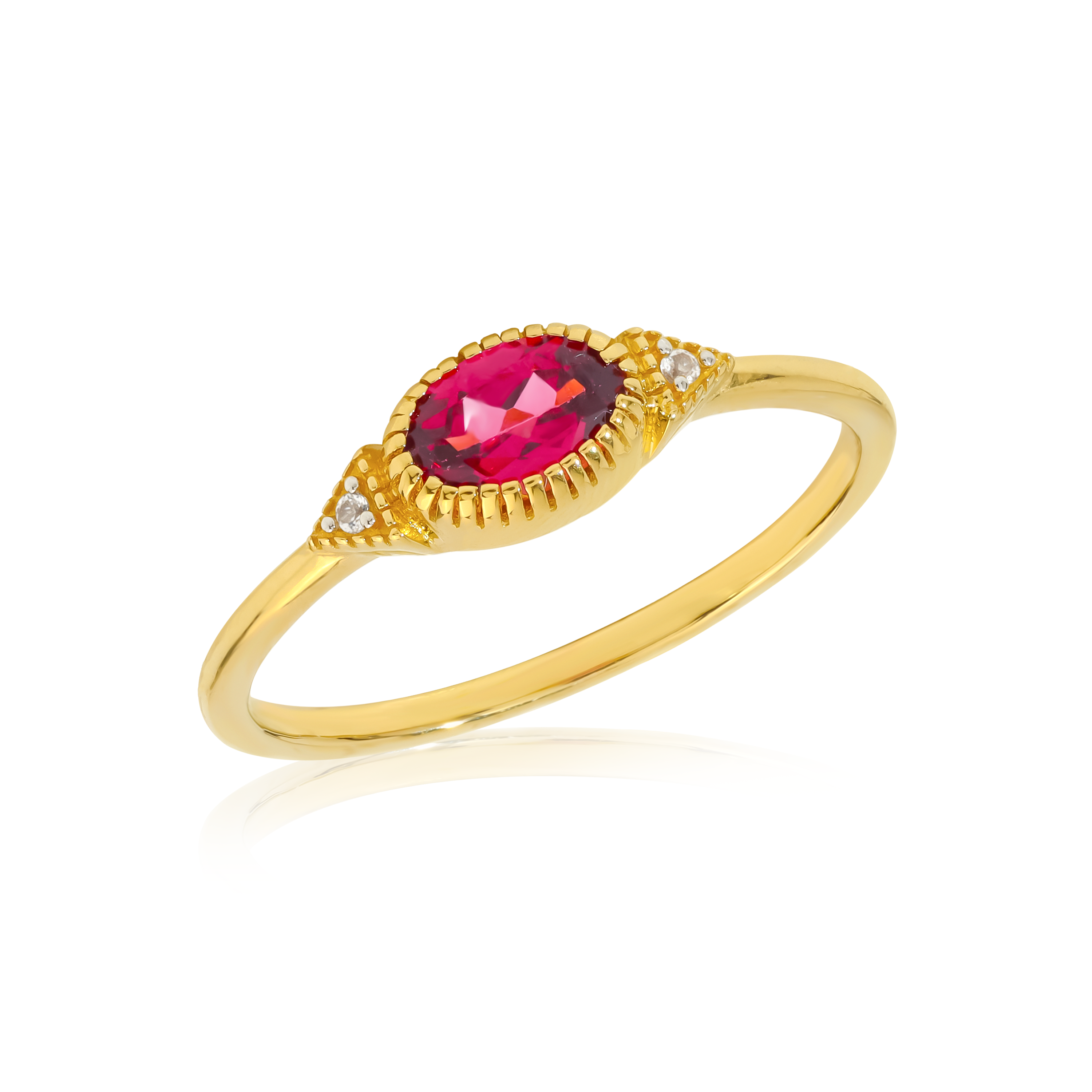 Tiramisu - Wholesale Engagement Ring - Gold Plated Over Silver Rhodolite Garnet Solitaire Ring0
