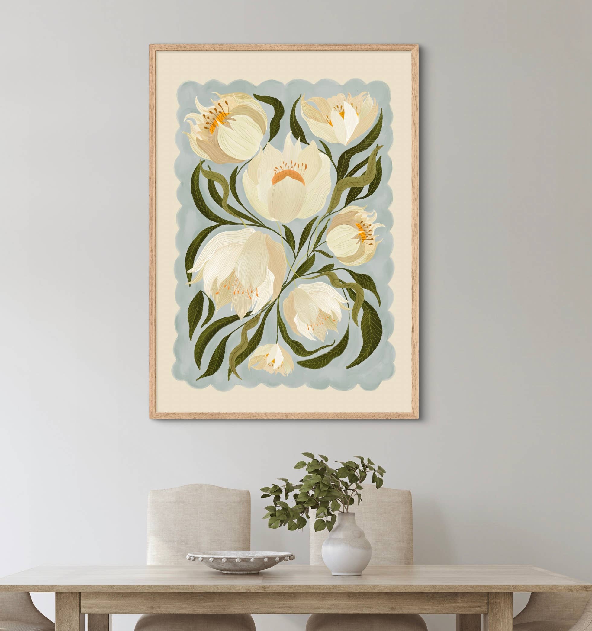 Kate Fox Design – Großhandel Kunstdruck – Weiße Pfingstrose, Kunstdruck, neutraler Druck, handgezeichnet, skurril1