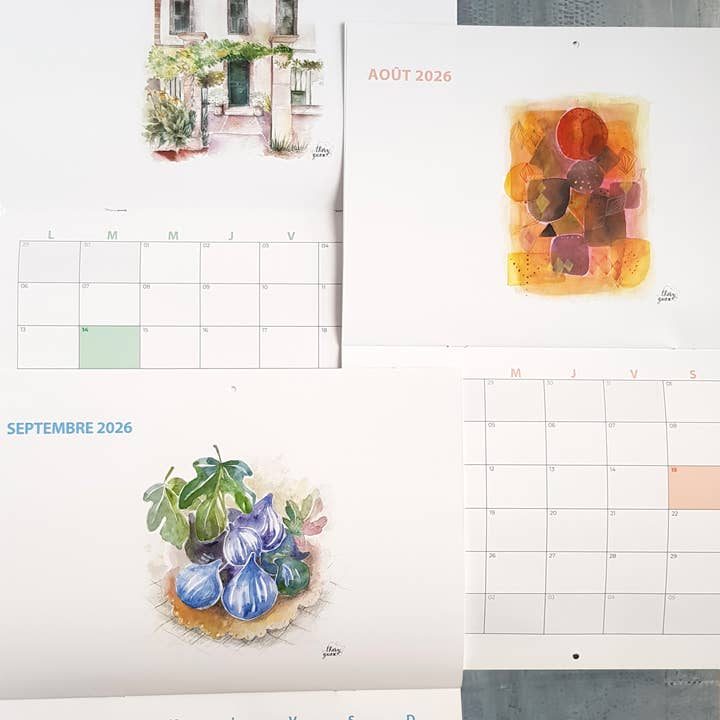Thévy Guex - Wholesale Calendar - 2026 wall calendar watercolor illustration A3 format6