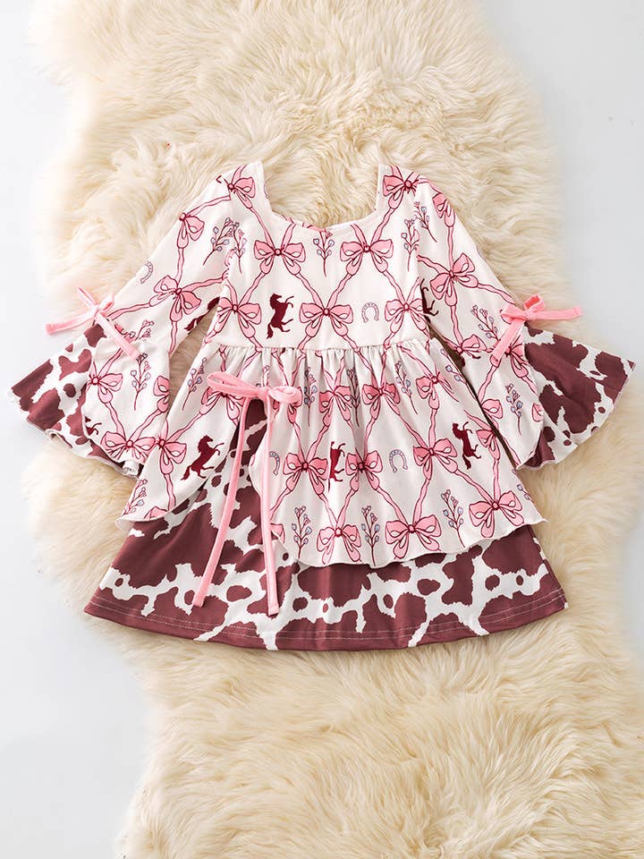 Coquette & Cow printed girls dress. DRG52449 AMY for wholesale by Kids Charm Online