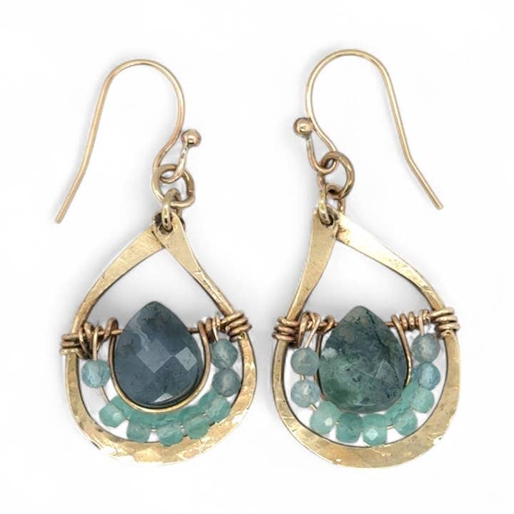 Pendientes de Ágata Musgosa de Algas Marinas E84161 para venta al por mayor de Art by any Means Jewelry